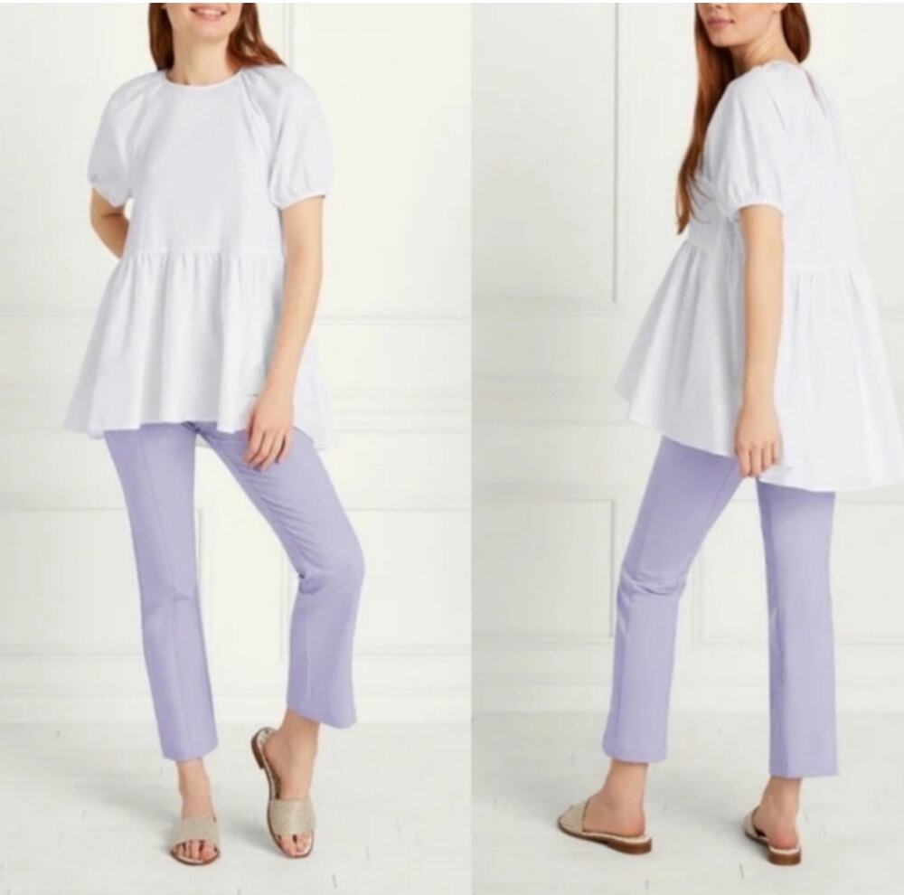 Hill House Home Francesca Top White Puff Sleeve High Low NWT M